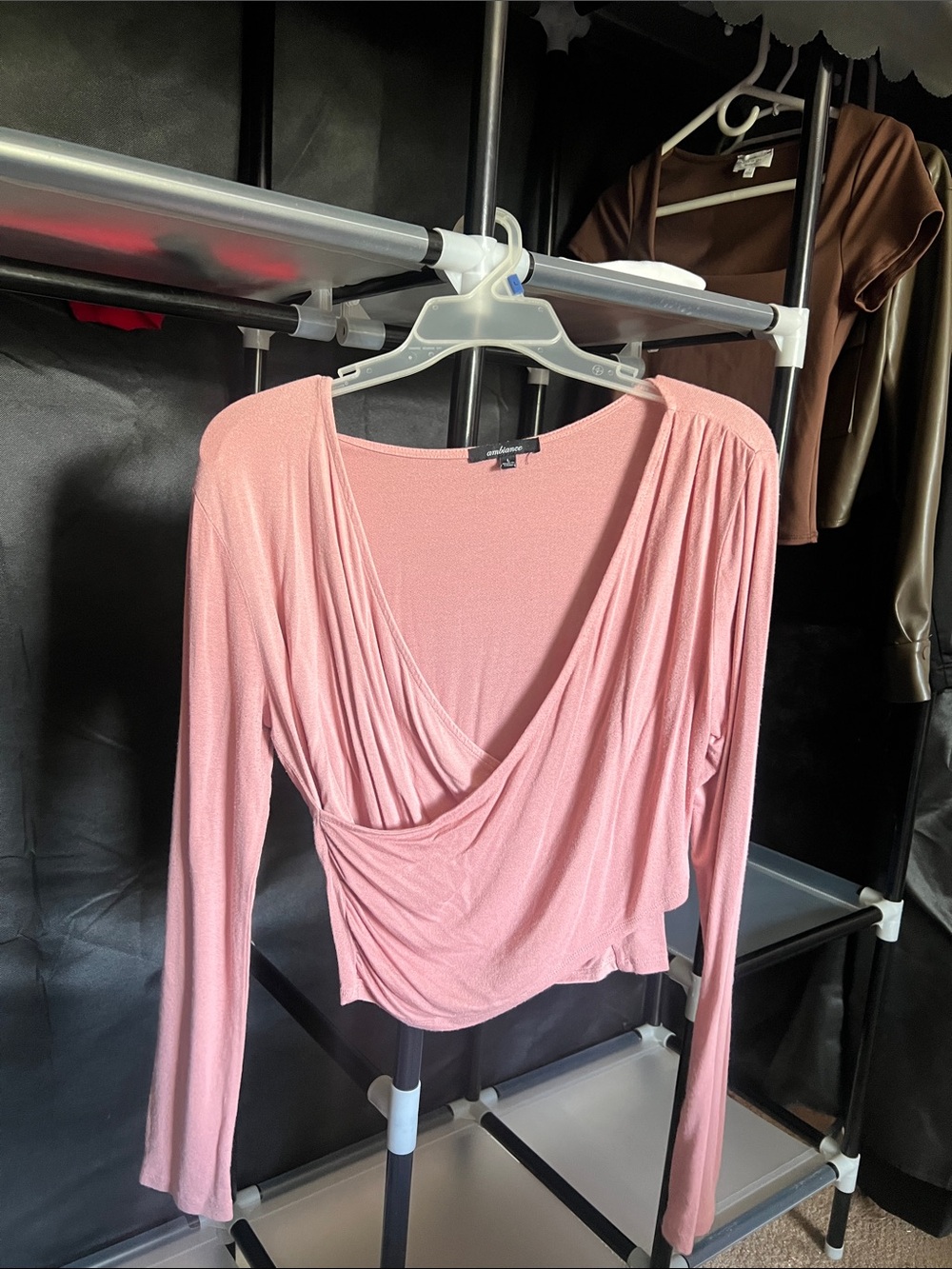Women's Draped Wrap Long-Sleeve Top — Pink